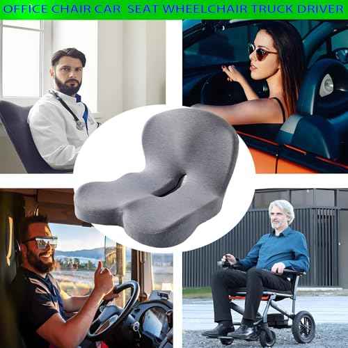 Memory Foam L-Shaped Integrated Seat Cushion for Office Chair, Truck&Car Ergonomic Driver Seat Cushion for Back, Lower Back & Tailbone Support for Truck Driver&Long Driving (Grey)