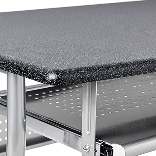 Safco 947ANT Mobile Rolling Workstation - Anthricite Metallic Gray, Heavy-Duty Steel Frame, Take Anywhere Caster Wheels, Computer Desk with Keyboard Tray, Portable Home Office Desk, Gray