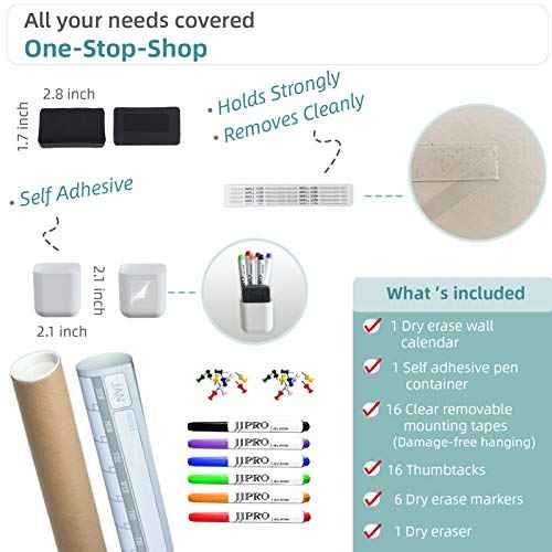 Large Dry Erase Wall Calendar - 52x36 Inches - Blank Undated Yearly Calendar - Whiteboard Premium Laminated Planner - Reusable Laminated Office Jumbo 12-Month Calendar (Vertical)