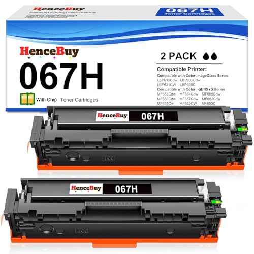 2 Pack - 067H Black Toner Cartridge Replacement for Canon 067H 067 Toner Cartridge High Yield for Color imageCLASS MF656Cdw MF654Cdw MF653Cdw LBP631Cw LBP632Cdw MF650C LBP630C Series Printer