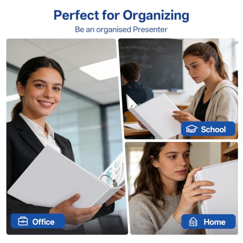 GNL White 1-Inch 3-Ring Binders Pack of 12 - PVC-Free Office & School Supplies