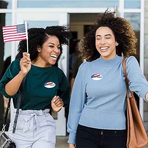 I Voted Stickers Election Day Labels 1¡¿2 Inch Oval with American Flag Pattern - 500 Labels Per Roll (10 Rolls)