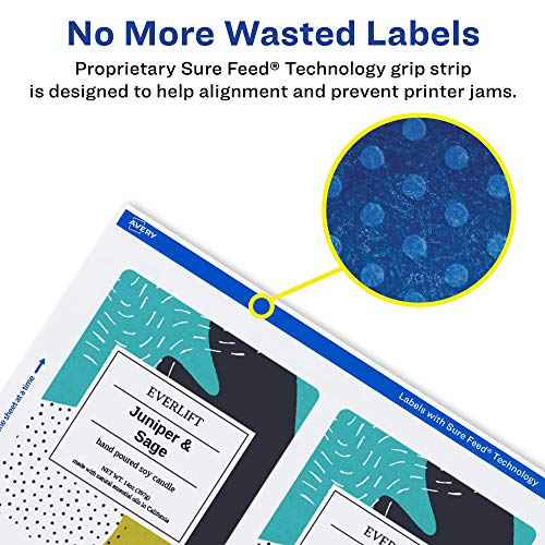 Avery Glossy White Rectangle Labels, Sure Feed Technology, 5" x 3.5", 200 Glossy White Labels, Permanent Adhesive, Laser/Inkjet Printable