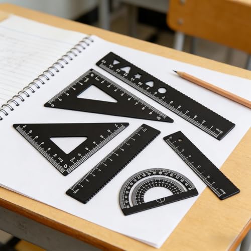 Skiennix Aluminum Alloy Drawing Kit - 4-Piece Set with Storage Box for Students | Black