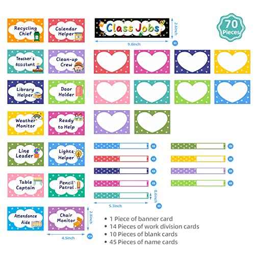 REGELETO Class Jobs Pocket Chart with 70 Colorful Dry Erase Cards and 3 Hooks,Class Management Educational Pocket Chart Teacher's Helper Size: 24.5¡±x21.8¡±inch Bulletin Board for Classroom (Black)