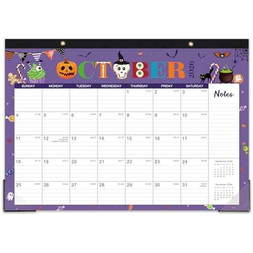2026 Desk Calendar - 2026 Calendar from January 2026 to December 2026, 17" x 12", 12 Monthly Theme Desk Calendar with Protector Corner, Large Blocks