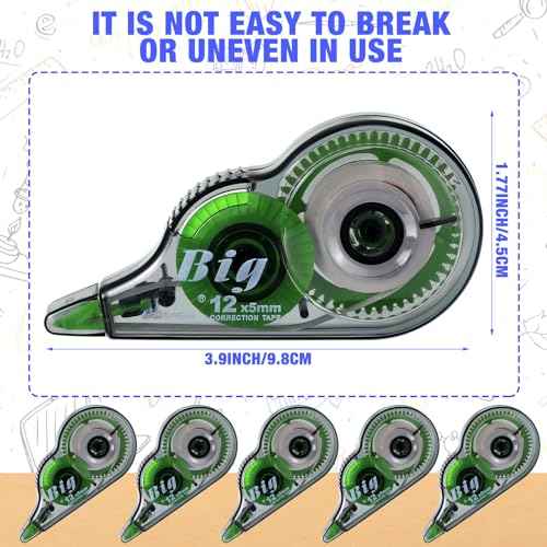 Yexiya 100 Pcs Correction Tapes Original Correction Wide Eraser Applicator Easy to Use Applicator Translucent Tapes Shows for Office Note Journal Scrapbooking, 0.2 Inch x 39.4 Feet