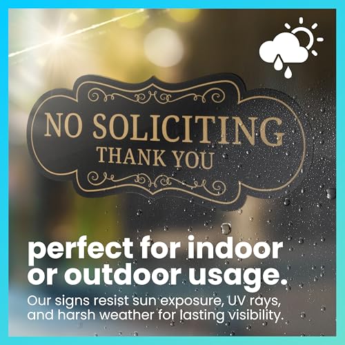 ExcelMark Premium No Soliciting Sign for House - Small Black/Gold - Made in USA