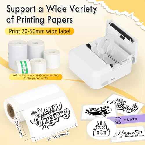 HuiJuKeJi Label Maker Machine with 50 * 30mm Tape, S2 Portable Bluetooth Mini Label Printer Maker with Personalize Templates, Inkless Thermal Sticker Printer for Home/Office/Business/Organization