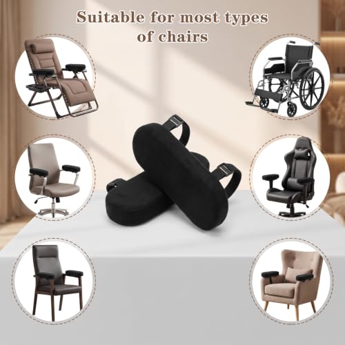 Skrfren 2-Pack Non-Slip Armrest Pads Black | Ergonomic Memory Foam Chair Arm Cushions