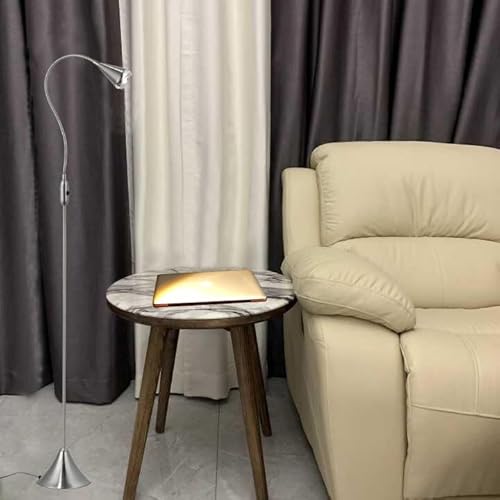 HomeFocus - LED Floor Lamp,Standing Lamp for Reading,Eye-Caring,Stepless Dimming,Floor Lamp for Living Room,Bedroom,LED 5W,Energy Efficient Super Bright (Satin Nickel)
