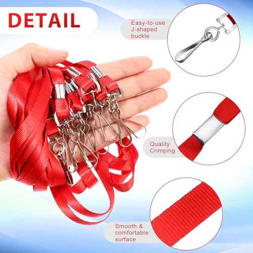 Harloon 300 Pack Clear ID Badge Holder with Lanyard 2.75 x 4.53 Inch Bulk Waterproof Vertical Card Holders with Flat Neck Lanyards and Swivel Hooks for Cruise, School, Office Supplies(Red)