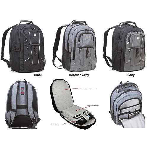 Dejuno Commuter Backpack Checkpoint-friendly 15.6" Laptop Pocket - Black Laptop Backpack, Black