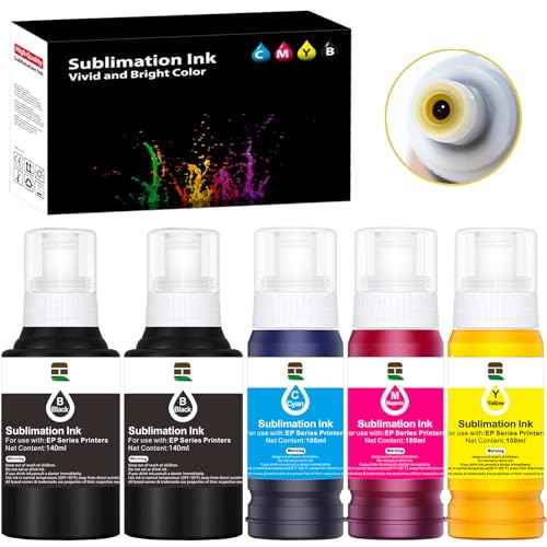 580ML Autofill Sublimation Ink Compatible for ET-2800 ET-2850 ET-4850 ET-3850 ET-2400 ET-3830 ET-2760 ET-15000 ET-4800 Inkjet Printers, Heat Press Transfer on Mugs T-Shirts
