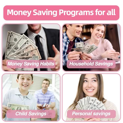Pink Money Saving Binder with Envelope Challenge, 100 Slots, Compact Budget Organizer