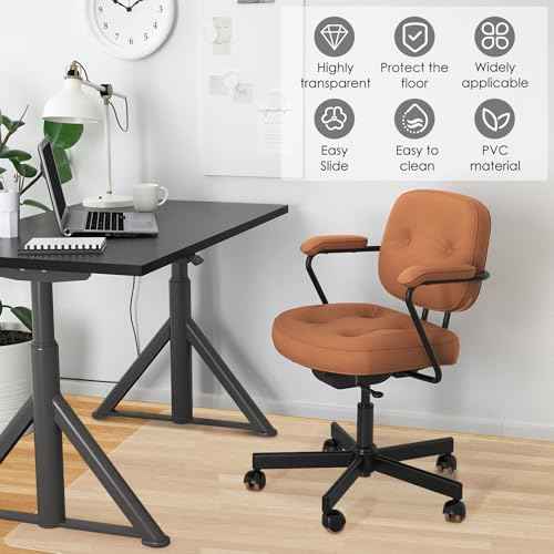 Clear PVC Office Chair Mat - Stronger & Durable Desk Chair Mat for Hardwood Floor, Non-Slip Floor Protector for Office Chair Casters, Desk Mat for Desk (Clear for Hardwood, 30X48IN Rectang)