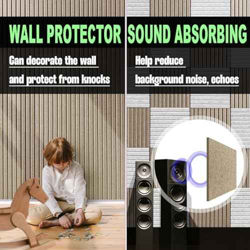 Large Cork Boards for Walls 48"x 36" - 1/2¡± Thick Bulletin Board, 12 Pack Felt Wall Tiles with Slat Wall Paneling, Pin Board Corkboards for Office - Tan