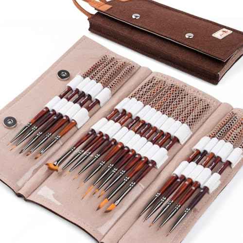 Golden Maple Fine Miniature Paint Brushes ? Professional Micro Detail Brush Set for Models, Tabletop Gaming & Fine Art ? Portable Travel Case, Acrylic/Watercolor/Oil