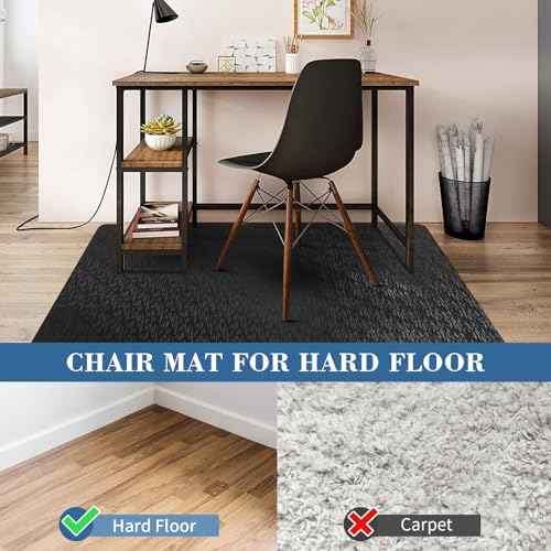 Office Chair Mat, TYDLE 59"x75" Large Chair Mat for Hard Floor, Vinyl Mat for Gaming Chairs, Slip Resistant Rolling Computer Under Desk Mat for Hardwood Floor, Black