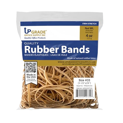 Upgrade Office Supply Rubber Bands Size #33 – 3-1/2 x 1/8 in, 150 per 1/4 lb bag, 1 pack