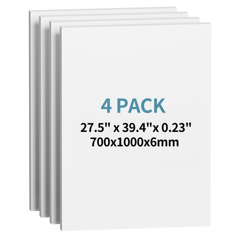 XyaMov 4 Pack Foam Board 27.5" x 39.4", 0.23 Inch Thickness White Poster Board, Double-Sided Acid-Free Foam Core Board, Large Lightweight Foam Boards for Painting, Display, Craft & School Projects