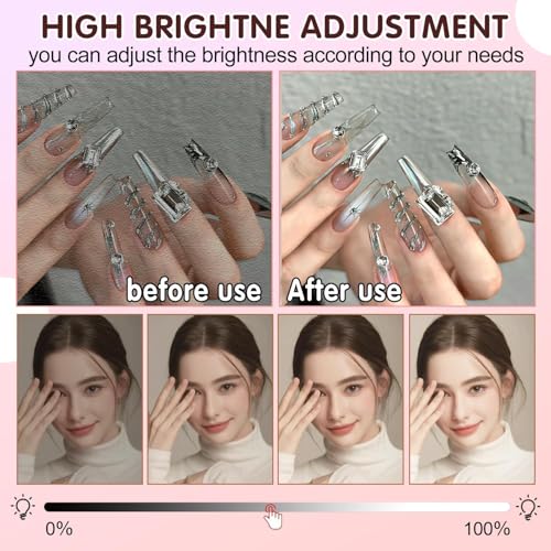 Half Moon Nail Desk Lamp, 45W LED Nail Tech Desk Light with Phone Holder, Half Moon Nail Light 3000-6000K Adjustable Brightness, Nail Table Arch Lamp, for Manicure Lash Eyelas (Gold), YY111