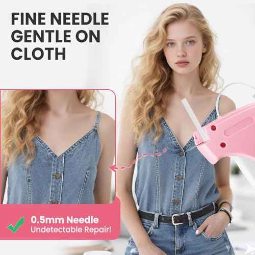Stitch Gun for Clothes, Portable Tag Gun,Durable Micro Stitch Gun, Lightweight Free Fixer (Pink,1pcs+2000tag)
