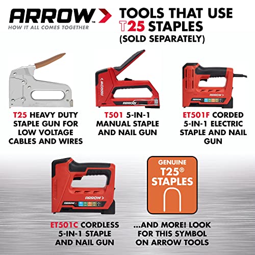 Arrow 259 T25 Staples for Low Voltage Wires & Cables 9/16 Inch, 1100 Count