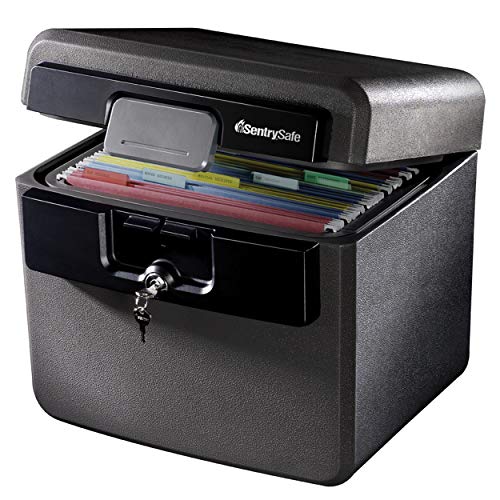 SentrySafe Black Fireproof Waterproof Safe with Key Lock, File & Document Storage – Model HD4100 (14.3 x 15.5 x 13.5 inches)