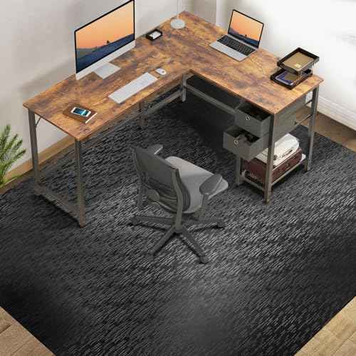 Office Chair Mat, TYDLE 59"x75" Large Chair Mat for Hard Floor, Vinyl Mat for Gaming Chairs, Slip Resistant Rolling Computer Under Desk Mat for Hardwood Floor, Black