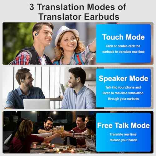 AI Translation Earbuds Real time-150 Language Translator Earbuds,Audifonos traductores ingl?s espa?o,3 in 1 Translating Device, Translate Ear Buds for Travel/Business/Meetings/Learning (Black)
