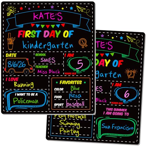 Melisheer First and Last Day of School Chalkboard Sign for Kids, Double-Sided Reusable Classroom Board