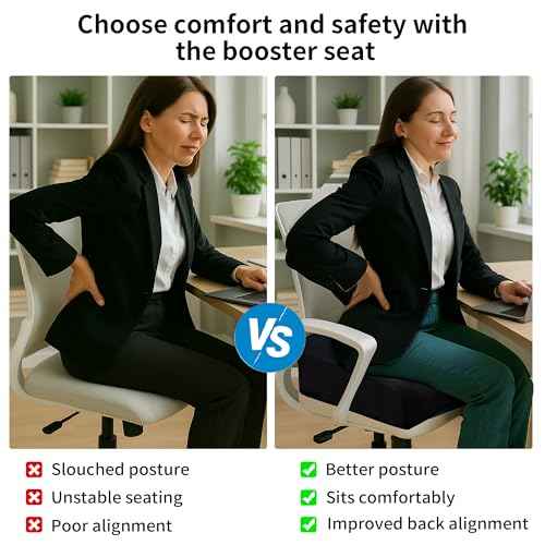 6" Extra Thick Memory Foam Office Chair Cushion ? 2-Layer Booster Seat for Back & Tailbone Pain Relief, 18 x 16 x 6in Non-Slip Cushion with Carry Handle for Wheelchair, Car, and Airplane