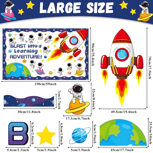 Justforjoyful Outer Space Astronaut Bulletin Board Decorations Space Theme Classroom Decor - Galaxy Borders & Planet Cutouts