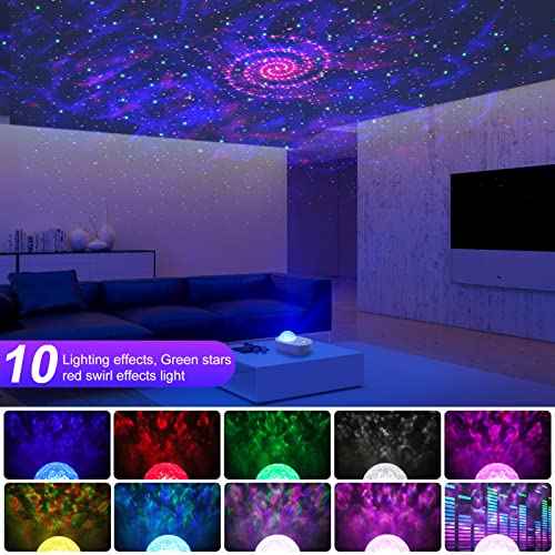 Star Projector 3 in 1 Galaxy Night Light Projector with White Noise and Bluetooth Speaker for Home Bedroom Decor, Remote Control, Christmas Birthday Gifts for Kids Women Man - White