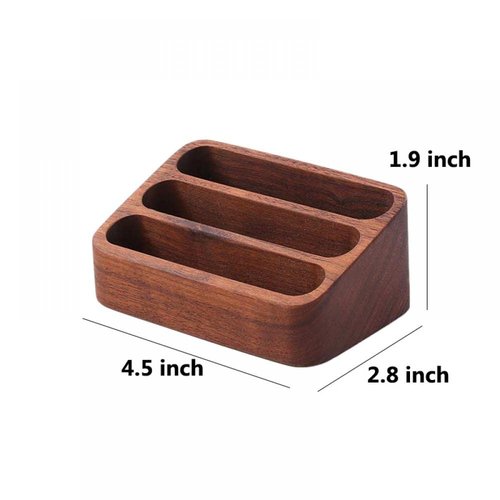Sizikato Walnut Wood Business Card Holder for Desk, 3 Card Slots Business Card Display Holder Stand