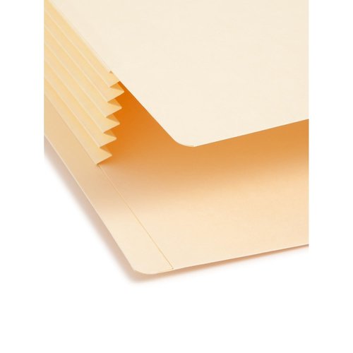 Smead End Tab File Pocket, Reinforced Straight-Cut Tab, 5-1/4" Expansion, Tyvek®-Lined® Gusset, Legal Size, Manila, 10 per Box (76174)