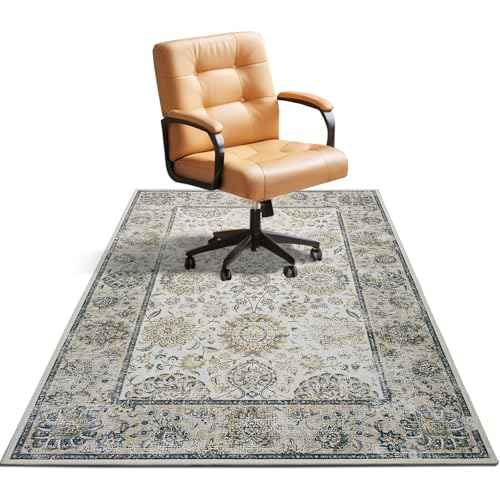 Office Chair Mat for Hardwood Floor,Computer Chair Mat Office Rugs for Rolling Chairs,Under Desk Rug for Floor Protector,Anti Slip Machine Washable Area Rug Brown 48"x60"
