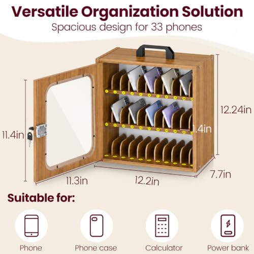 Cell Phone Locker for Classroom, Adjustable 33 Slots Box
