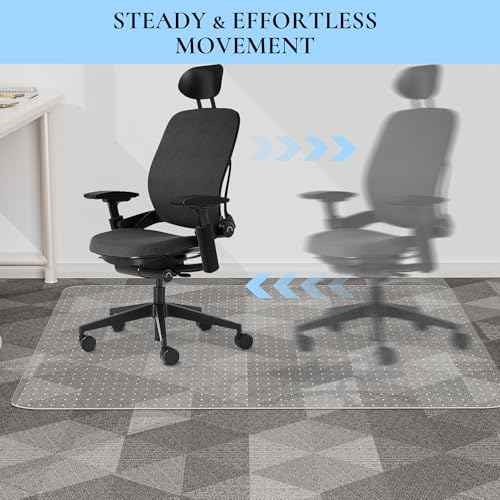 Office Chair Mat for Low Pile Carpet, 48¡± x 36¡± Transparent Office Desk Chair Mat for Carpeted Floors, Studded Carpet Floors Protector Mat for Home & Offices