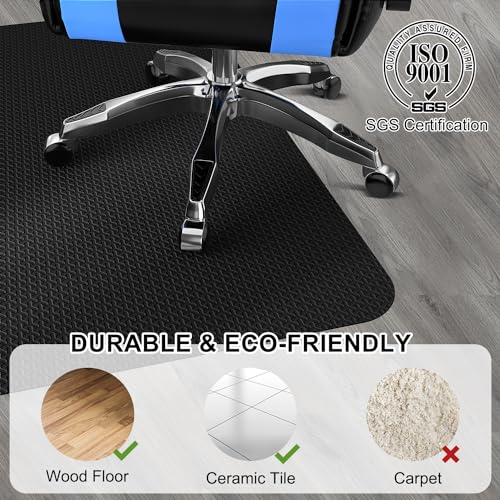 Office Chair Mat for Hard Floor, 50"x60" Large Computer Chair Mat, Unique Y-Shaped Pattern Floor Protector Rug for Rolling Chairs, Anti-Slip PVC Desk Floor Mat for Work, Home, Gaming