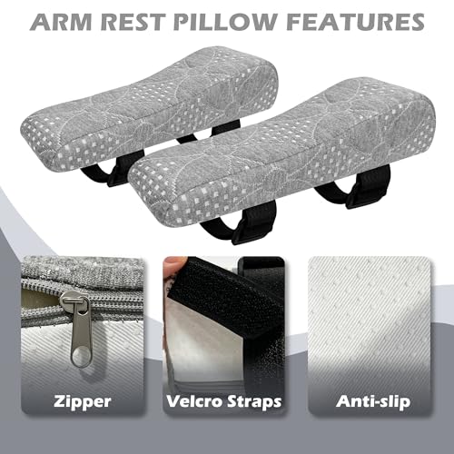 LVYSHOW Soft Armrest Pads for Office Chair – Comfort Elbow Cushions with Anti-Slip Straps