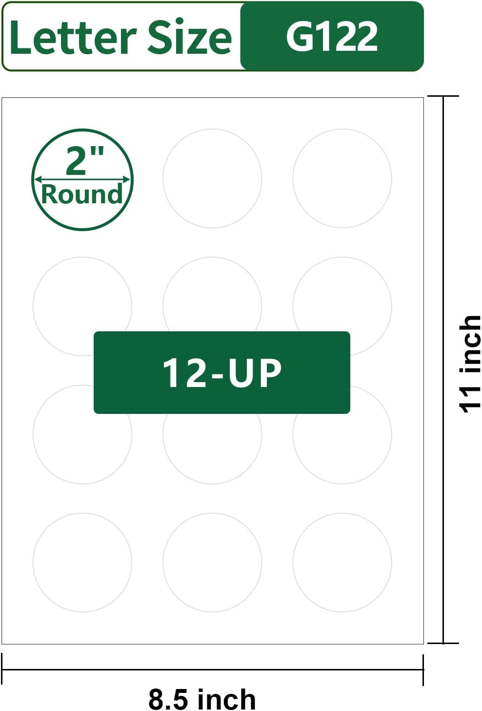 Skiennix Printable Round Labels - Matte White Circle Stickers for Inkjet & Laser Printers | 480 Labels, 40 Sheets
