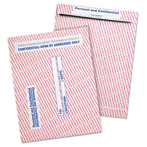 Quality Park Gray/Red Paper Gummed Flap Confidential Interoffice Envelope 10x13, 100 Pack