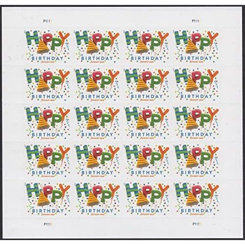 Happy Birthday Sheet of 20 Current First Class Postage Stamps Scott 5635