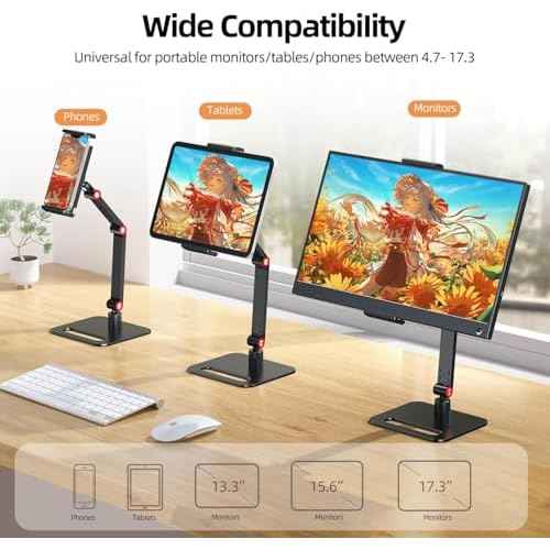UPERFECT Adjustable Tablet Stand, 360¡Æ Swivel & 180¡Æ Tilt, Foldable Arm Holder for 4.7?18'' iPhone/iPad/Tablet/Monitor, Aluminum Alloy, Black