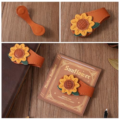 VYRANA 4PCS Vintage Magnetic Leather Bookmarks for Women - Mix