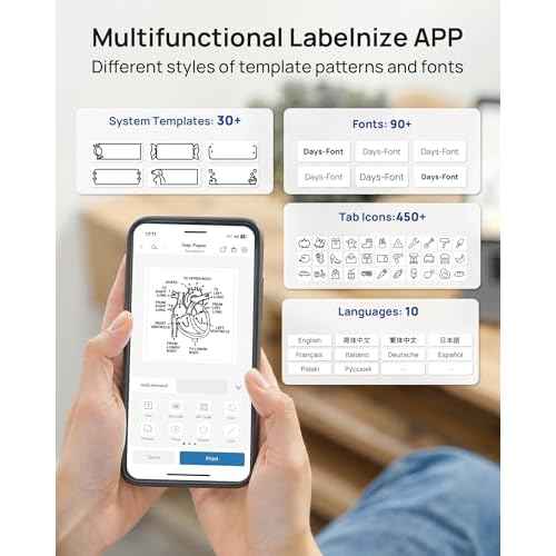 PM260 Label Maker Machine, 2 Inch Label Maker Bluetooth Label Printer, Inkless Portable Labeler for Home, Kitchen, School, Office Organization, Black