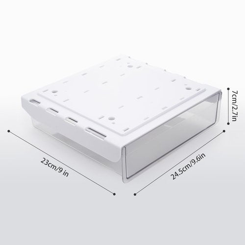 Bisofice Under Desk Drawer Hidden Storage Box Desktop Organizer Transparent Tray Suitable for Desk with Lip Installation with Attachable Strip/Screws Ideal for Home Office Organization
