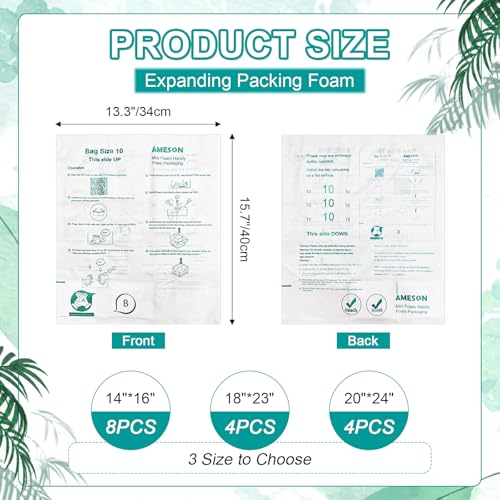 8 Pack 16"x14" Foam Bags For Shipping, Instant Quick Expanding